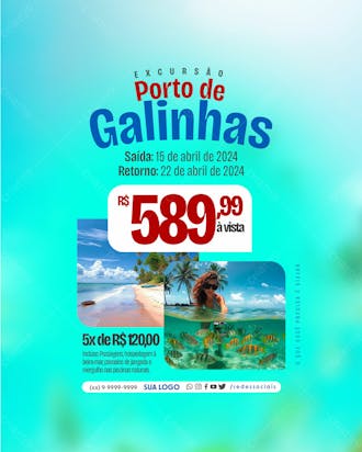 Social media agencia de viagem excursão porto de galinhas