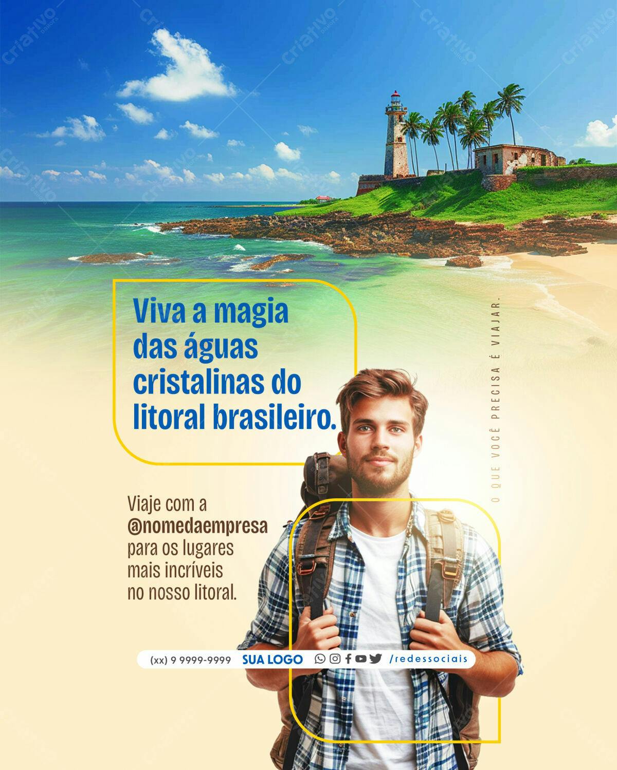Flyer para Turismo no Litoral Brasileiro PSD Editável