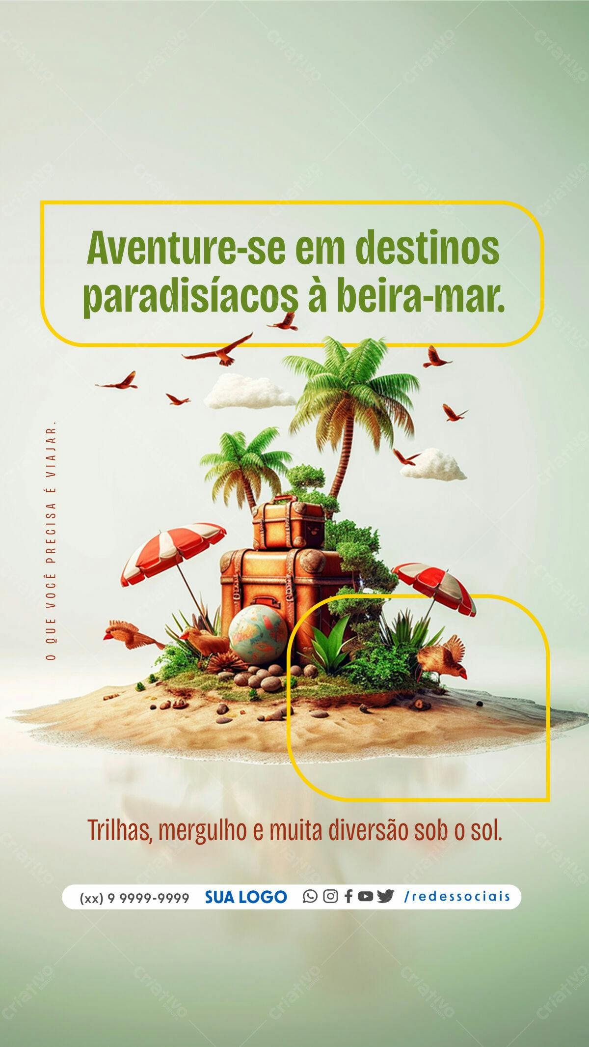 Flyer para Viagens Paradisiacas PSD Editável