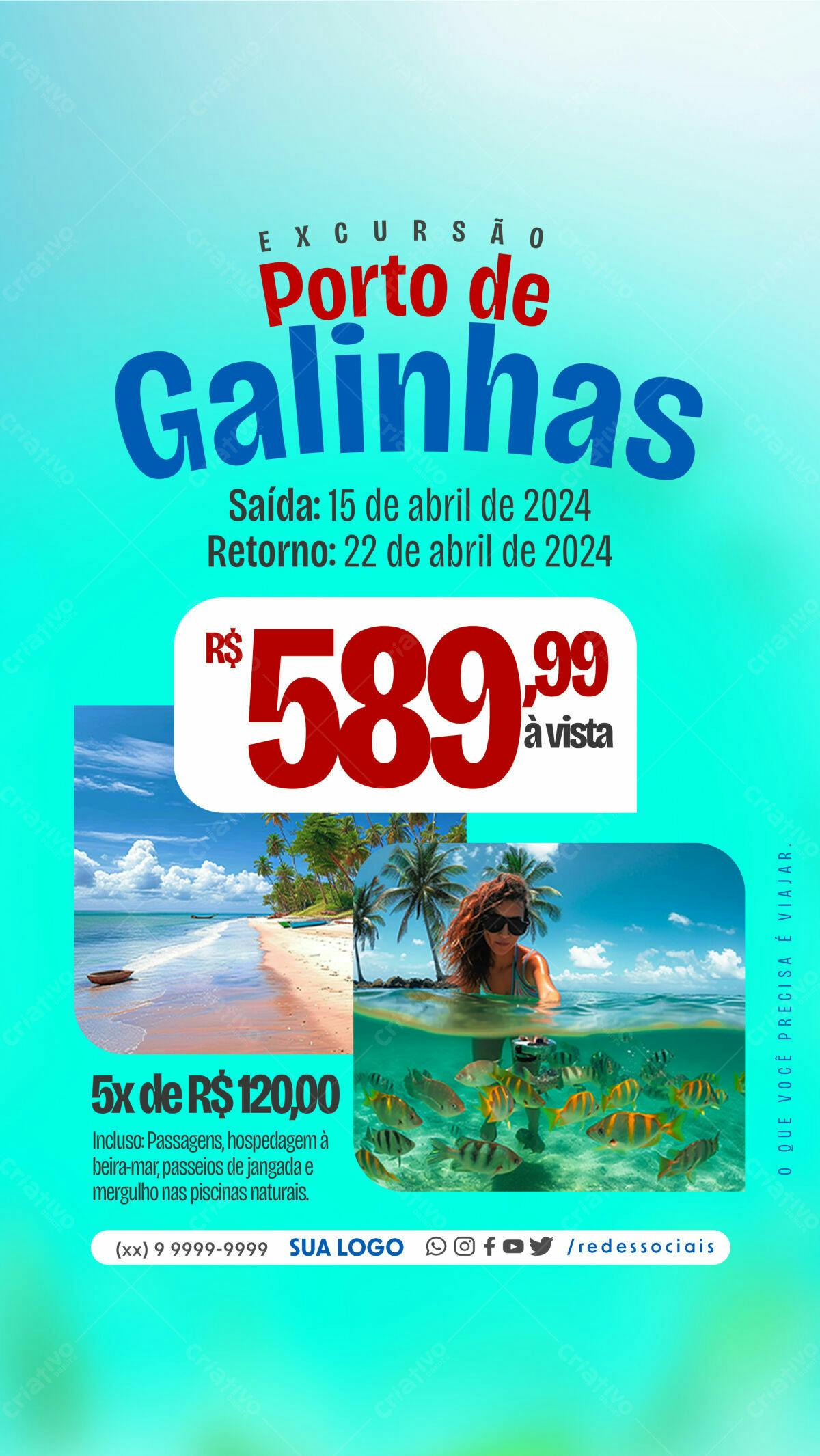 Flyer Excursão Porto de Galinhas PSD Editável