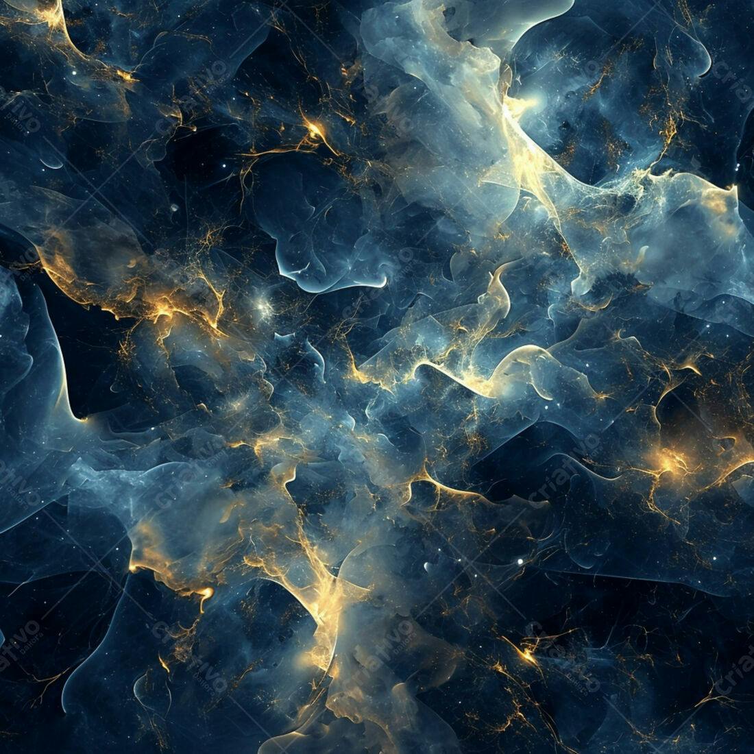 Nebulosa Azul e Dourada Abstrata