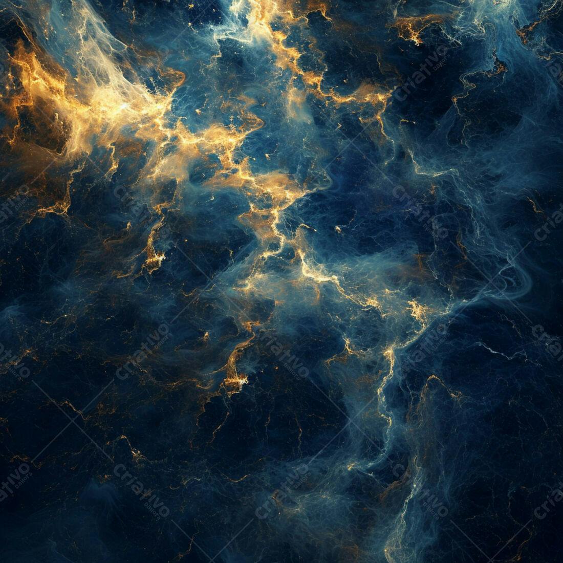 Nebulosa Azul e Dourada Abstrata
