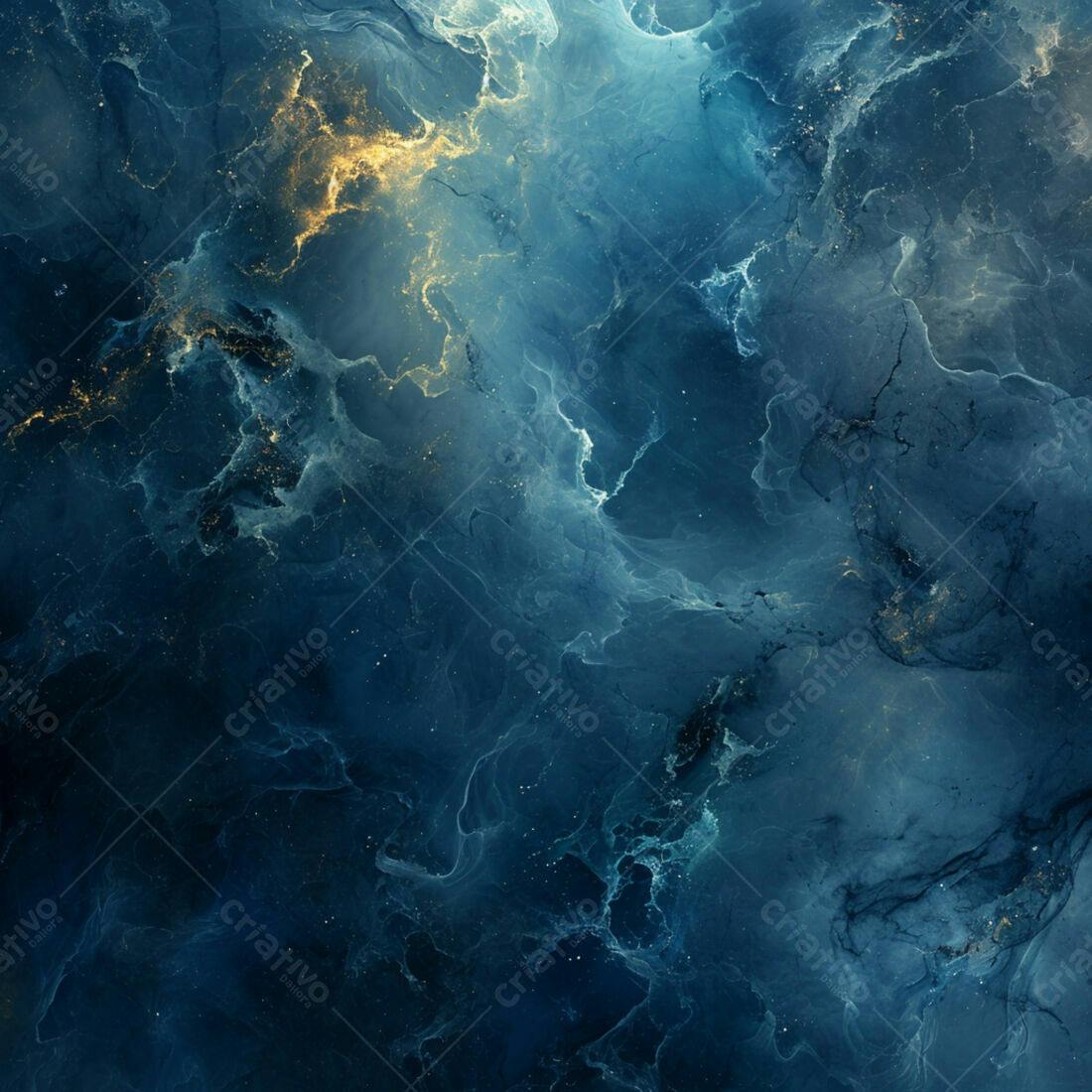 Arte Abstrata Azul e Dourado