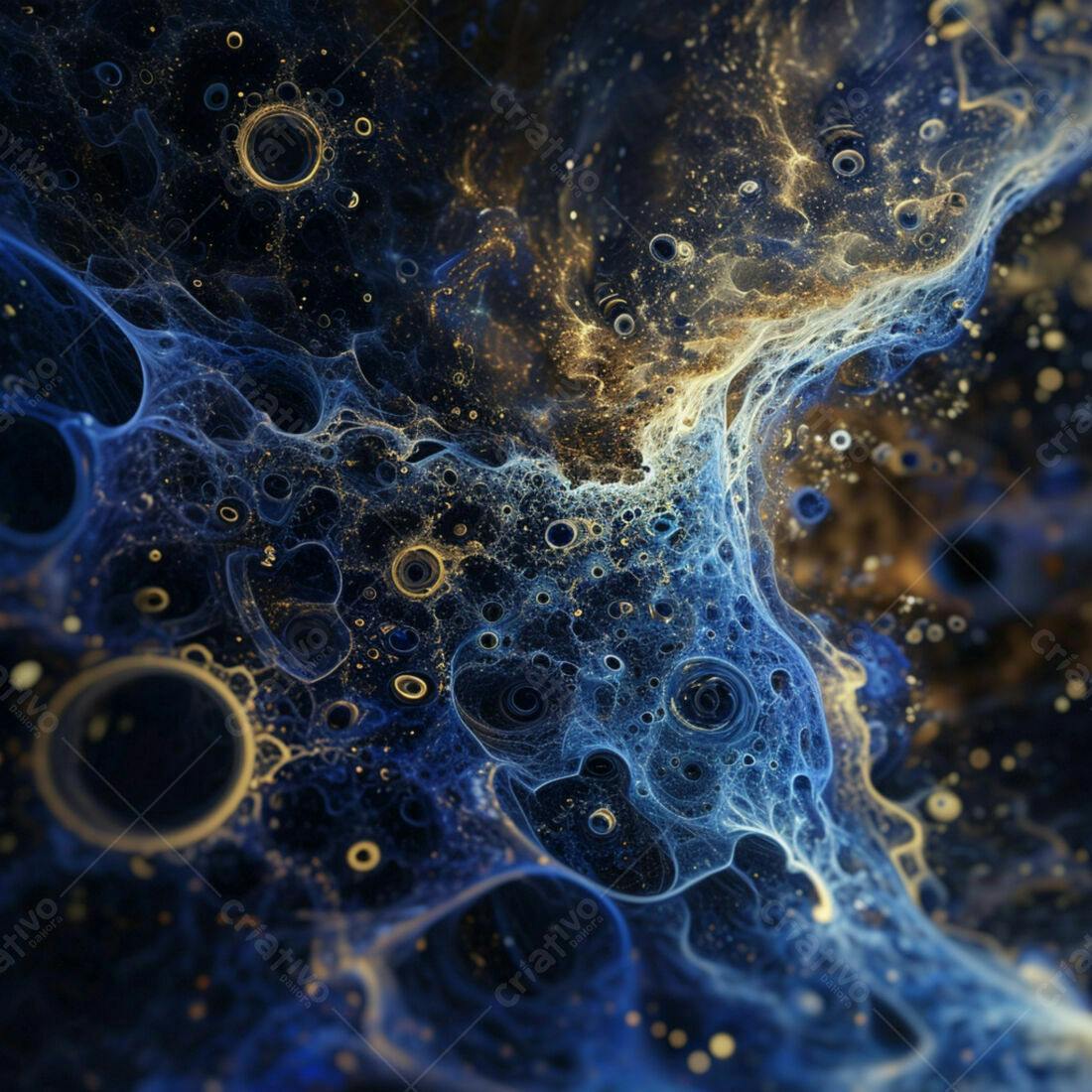 Arte Abstrata Azul e Dourado