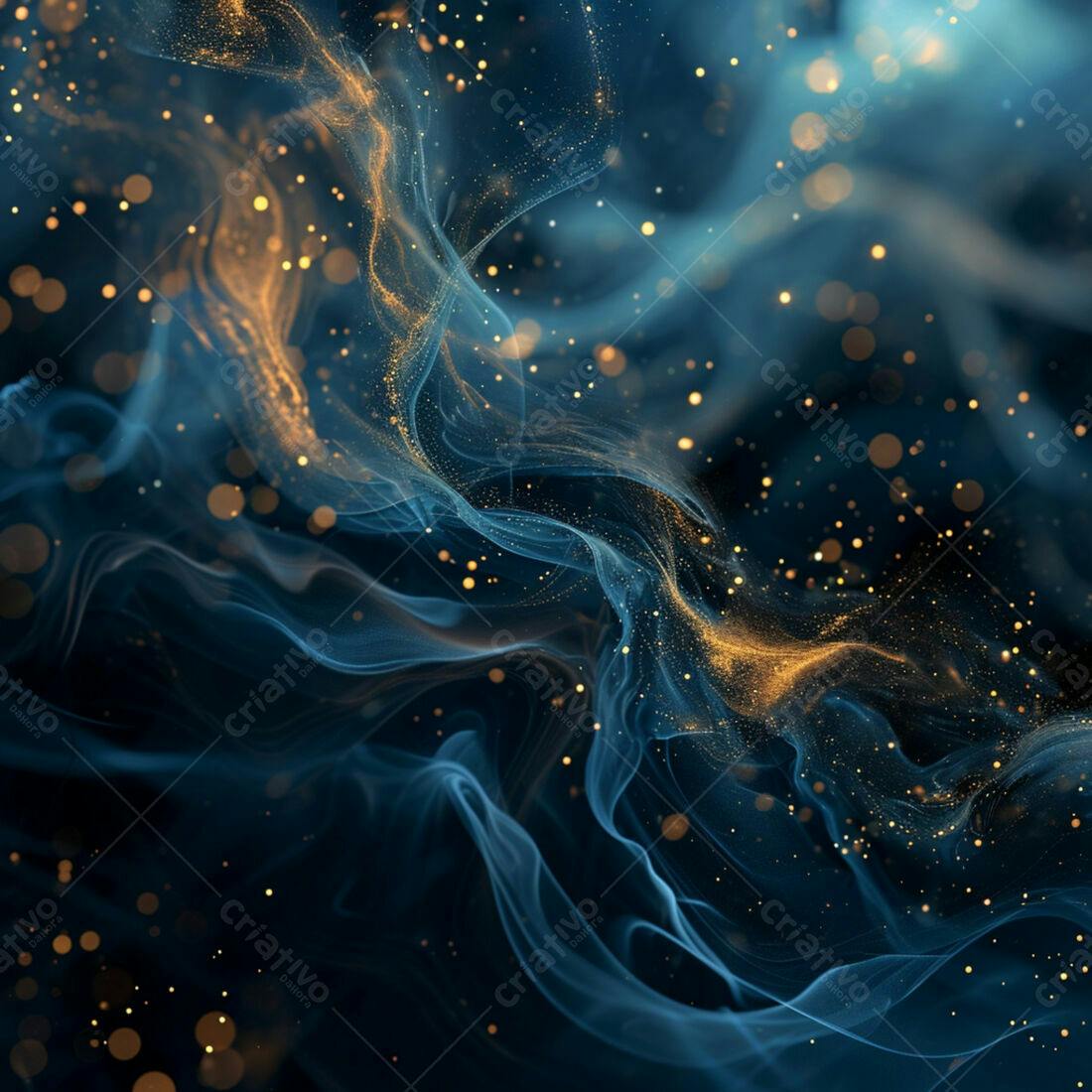 Nuvens de fumaça azul e dourado