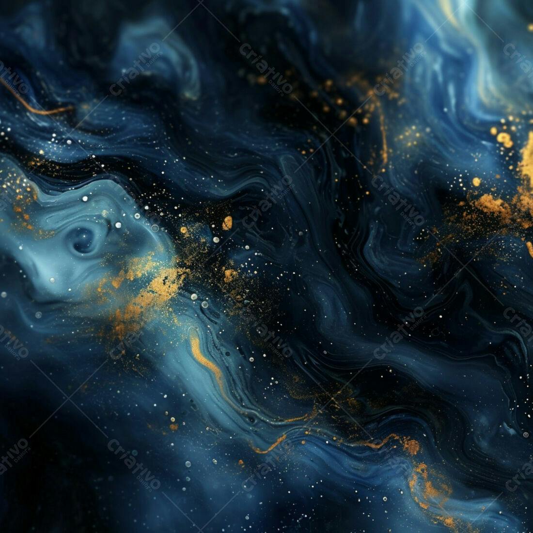 Arte Abstrata Azul e Dourado