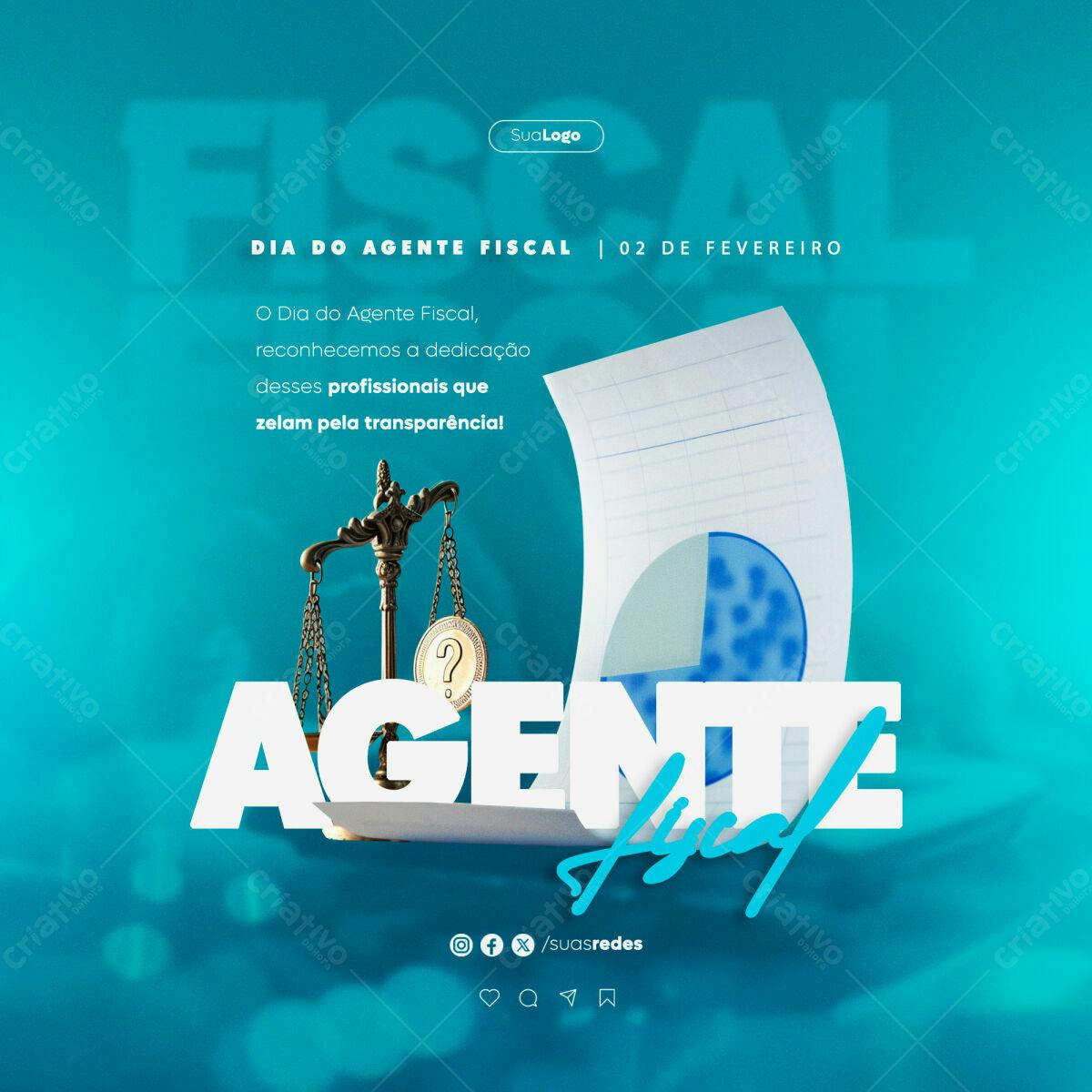 Post para Dia do Agente Fiscal PSD Editável