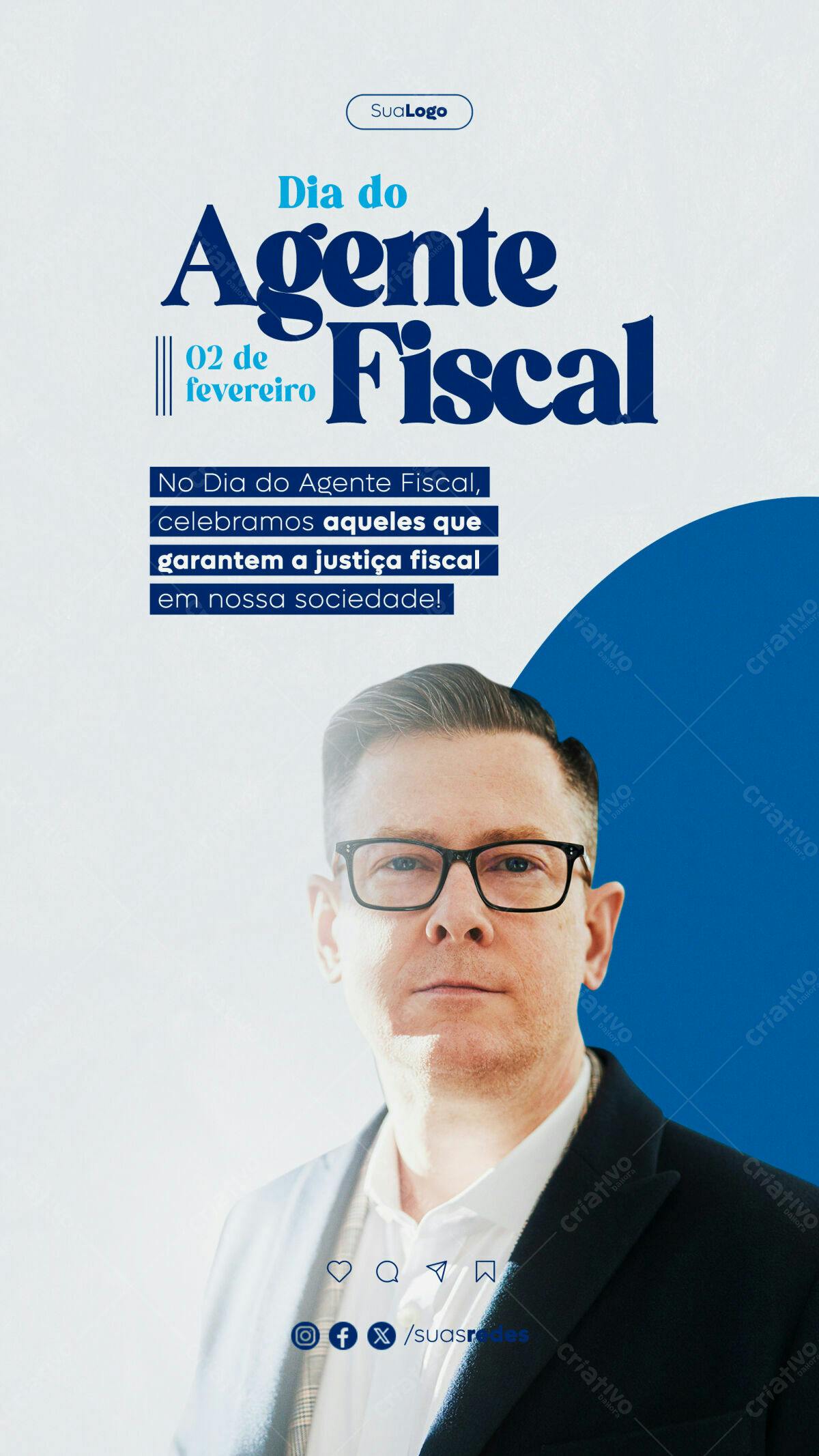 Flyer Dia do Agente Fiscal PSD Editável