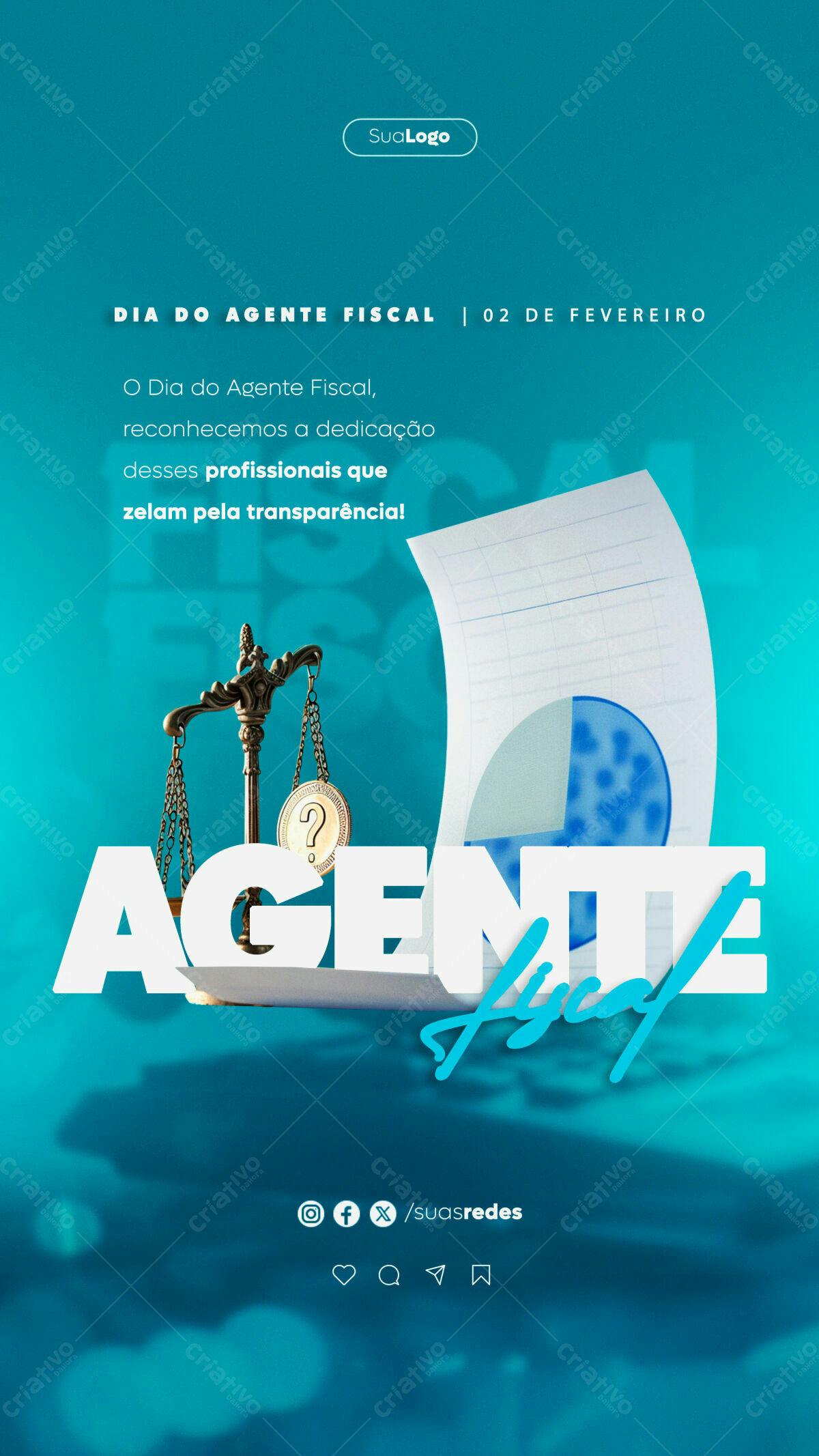 Flyer Dia do Agente Fiscal PSD Editável
