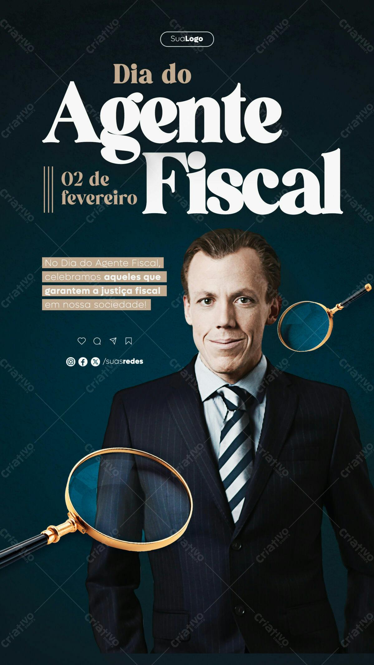 Flyer Dia do Agente Fiscal PSD Editável