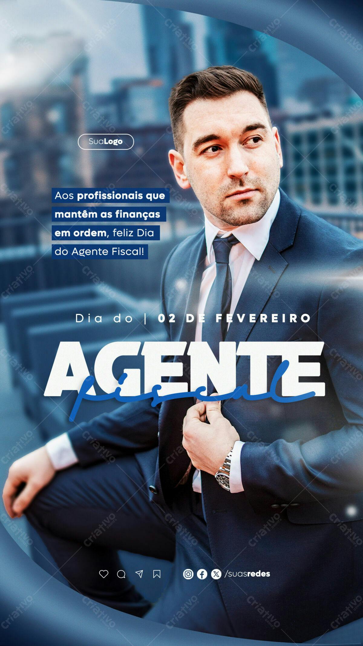 Flyer Dia do Agente Fiscal PSD Editável