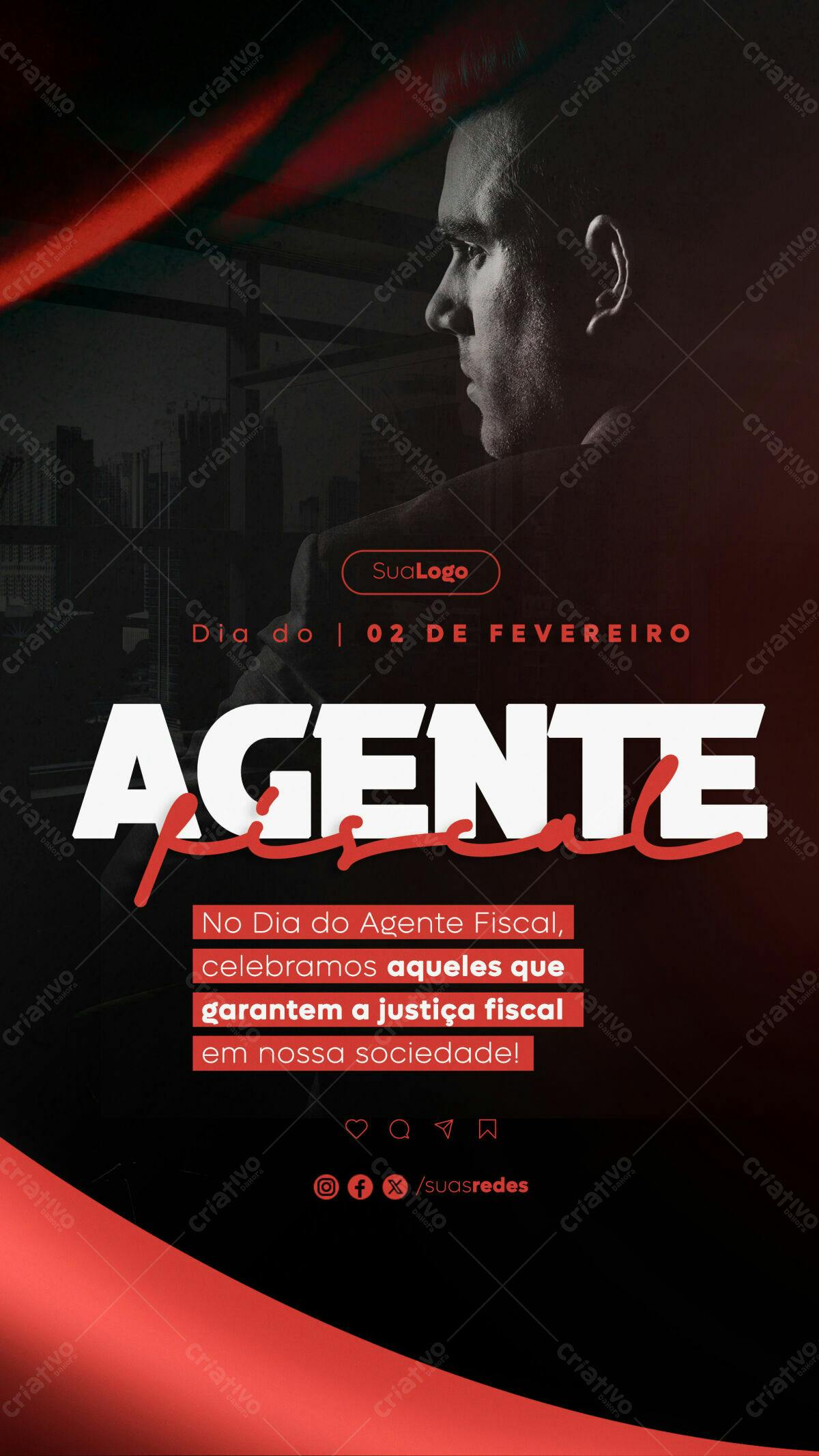 Flyer Dia do Agente Fiscal PSD Editável