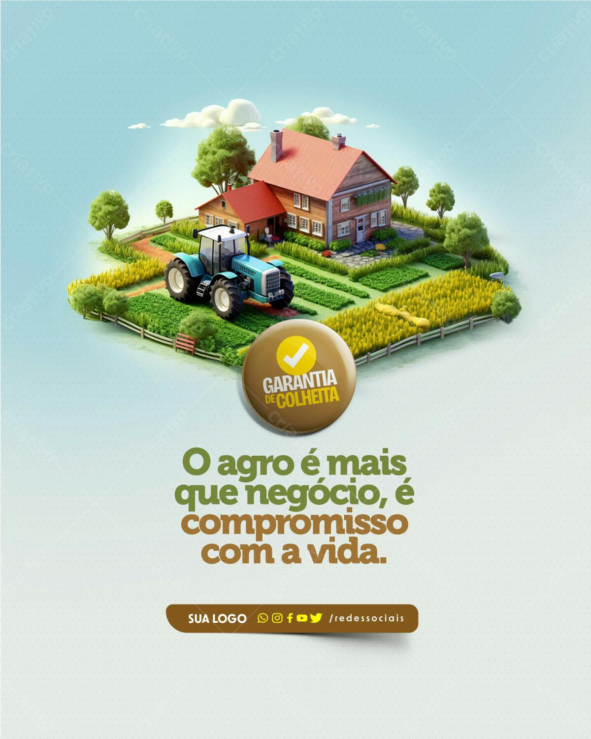 PSD para Propaganda Agro com Trator e Casa PSD Editável