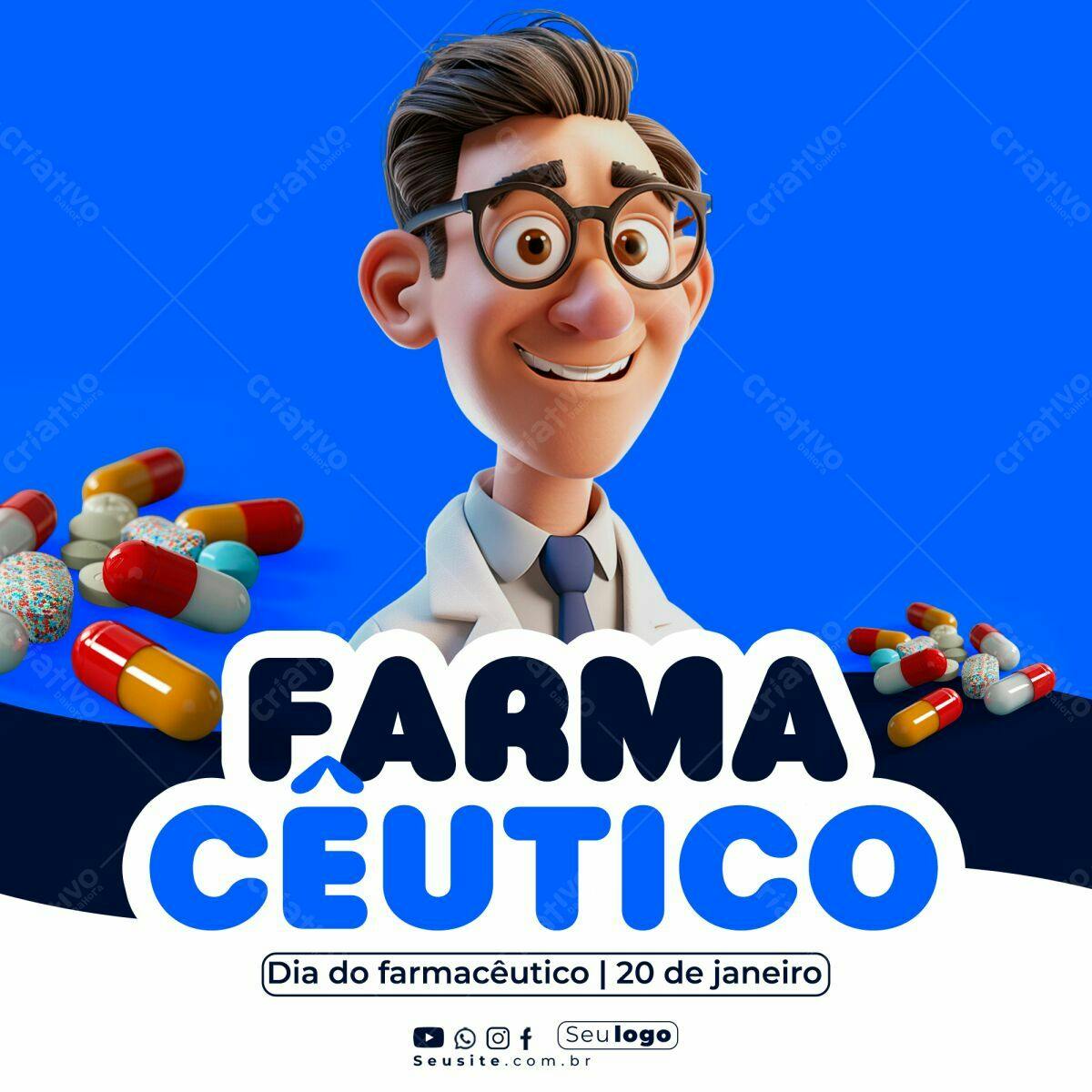 Post para Dia do Farmacêutico PSD Editável