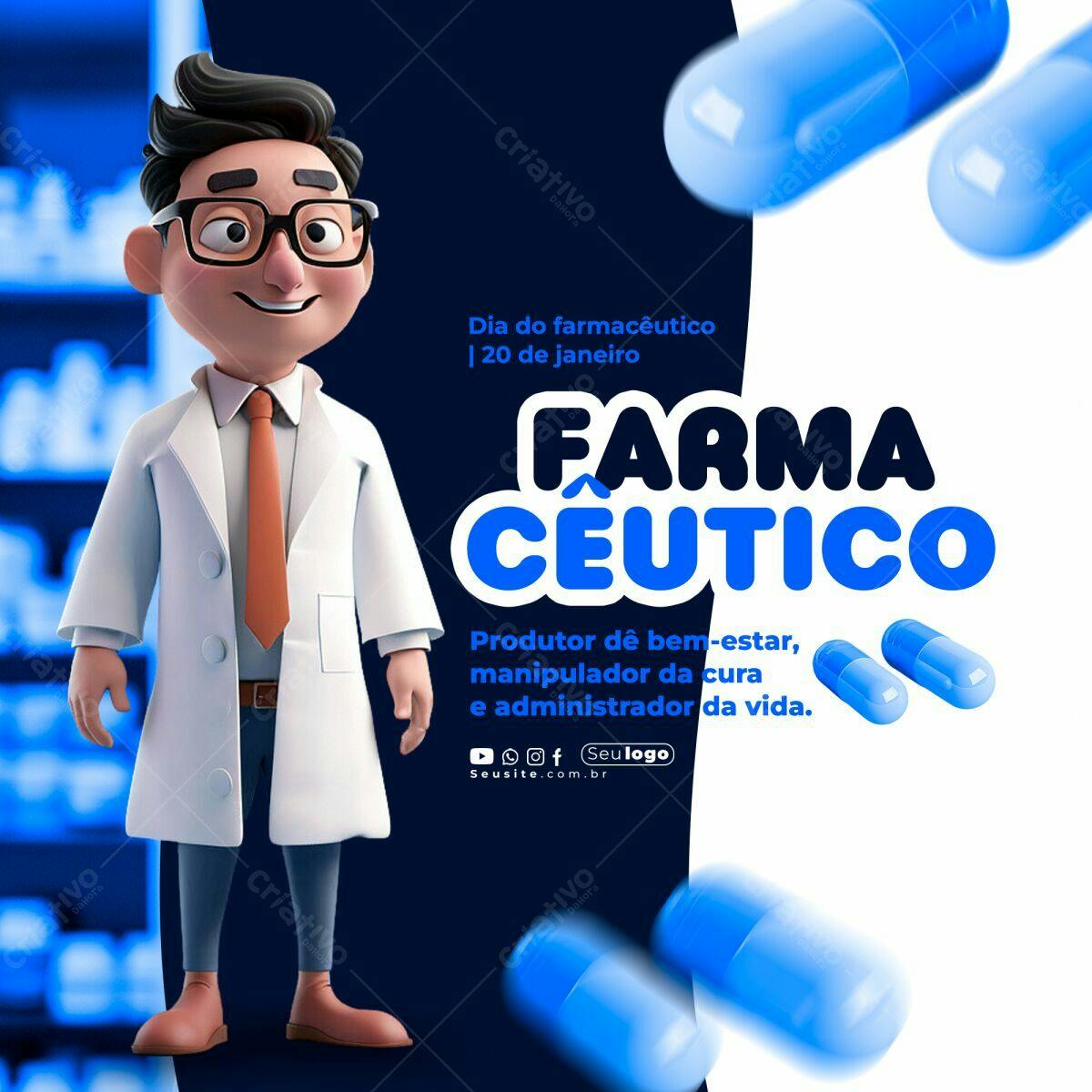 Post para Dia do Farmacêutico PSD Editável