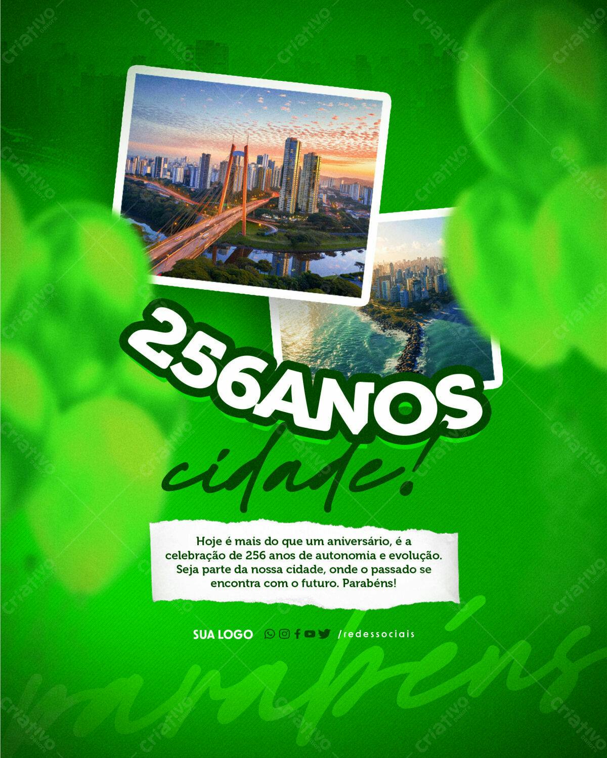 Flyer para Aniversário de 256 Anos da Cidade PSD Editável