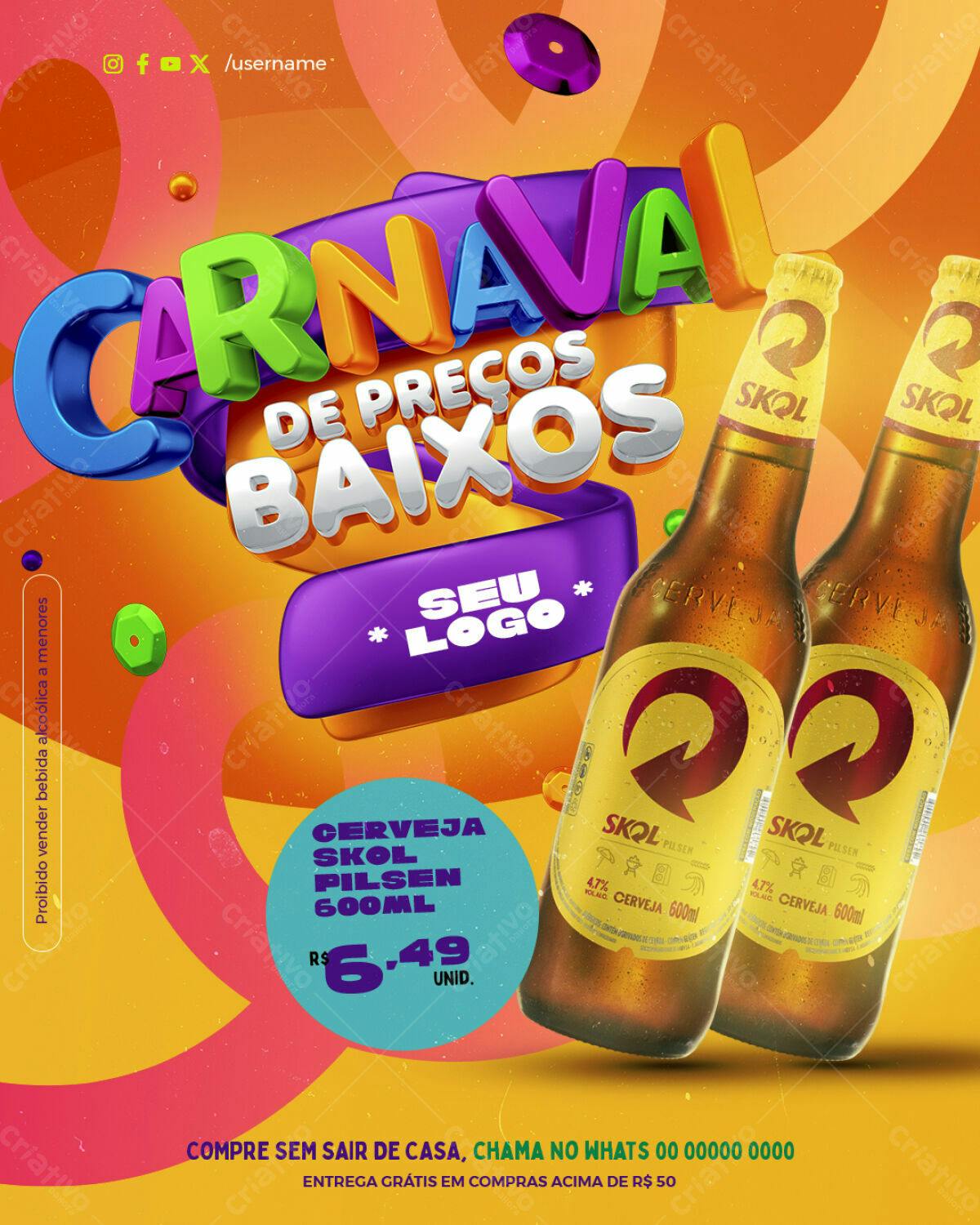 Flyer Carnaval de Preços Baixos PSD Editável