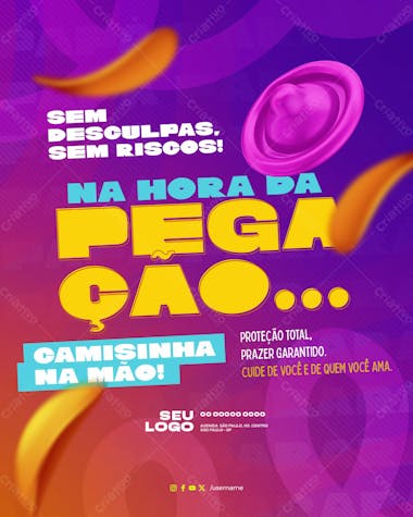 Feed carnaval na hora da pegação, camisinha na mão