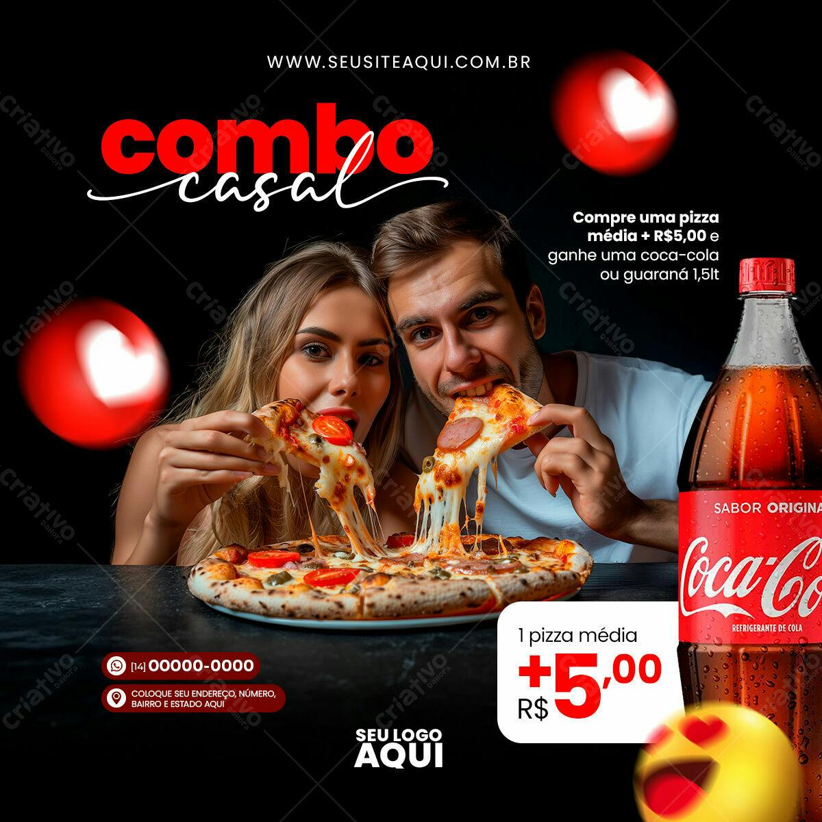Flyer Combo Casal Pizza e Refrigerante PSD Editável