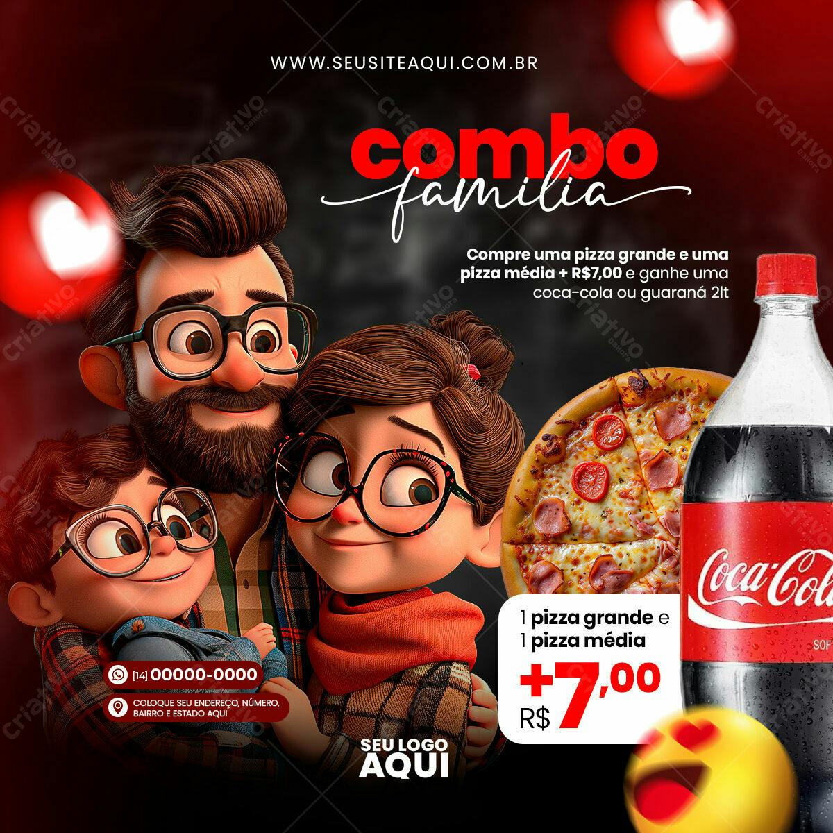 Flyer Combo Família Pizza PSD Editável