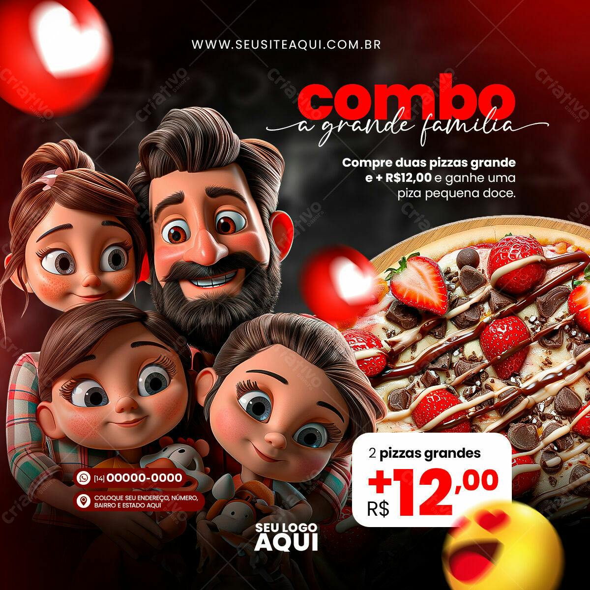 Flyer Combo Família Pizza PSD Editável