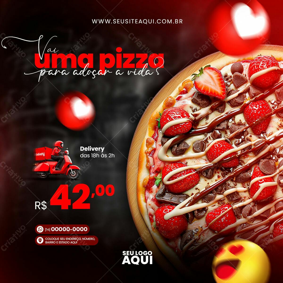 Flyer para Delivery de Pizza PSD Editável