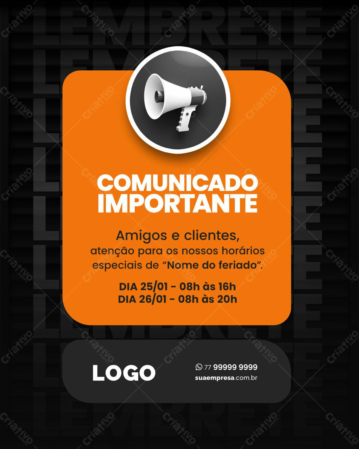 Comunicado Importante PSD Editável