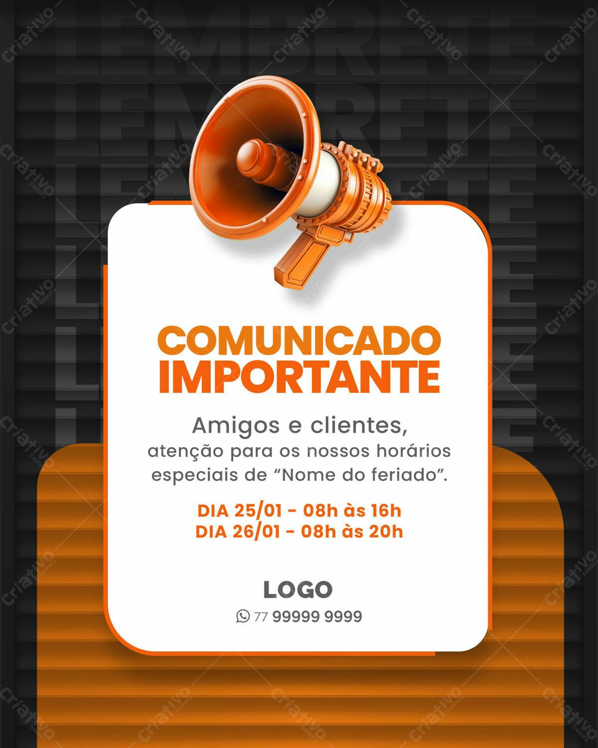 Comunicado Importante PSD Editável