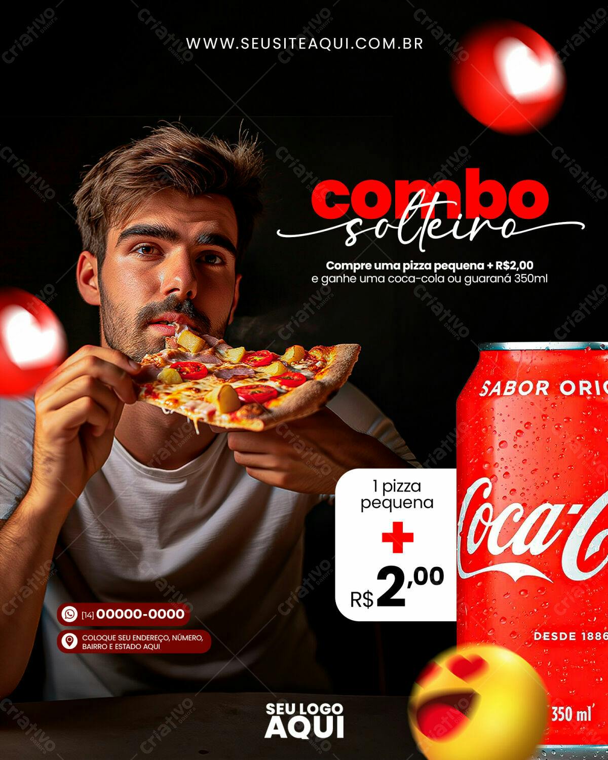 Flyer Combo Solteiro Pizza e Refrigerante PSD Editável
