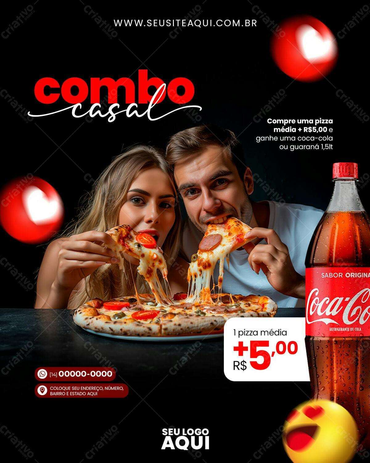 Flyer Combo Casal Pizza e Refrigerante PSD Editável