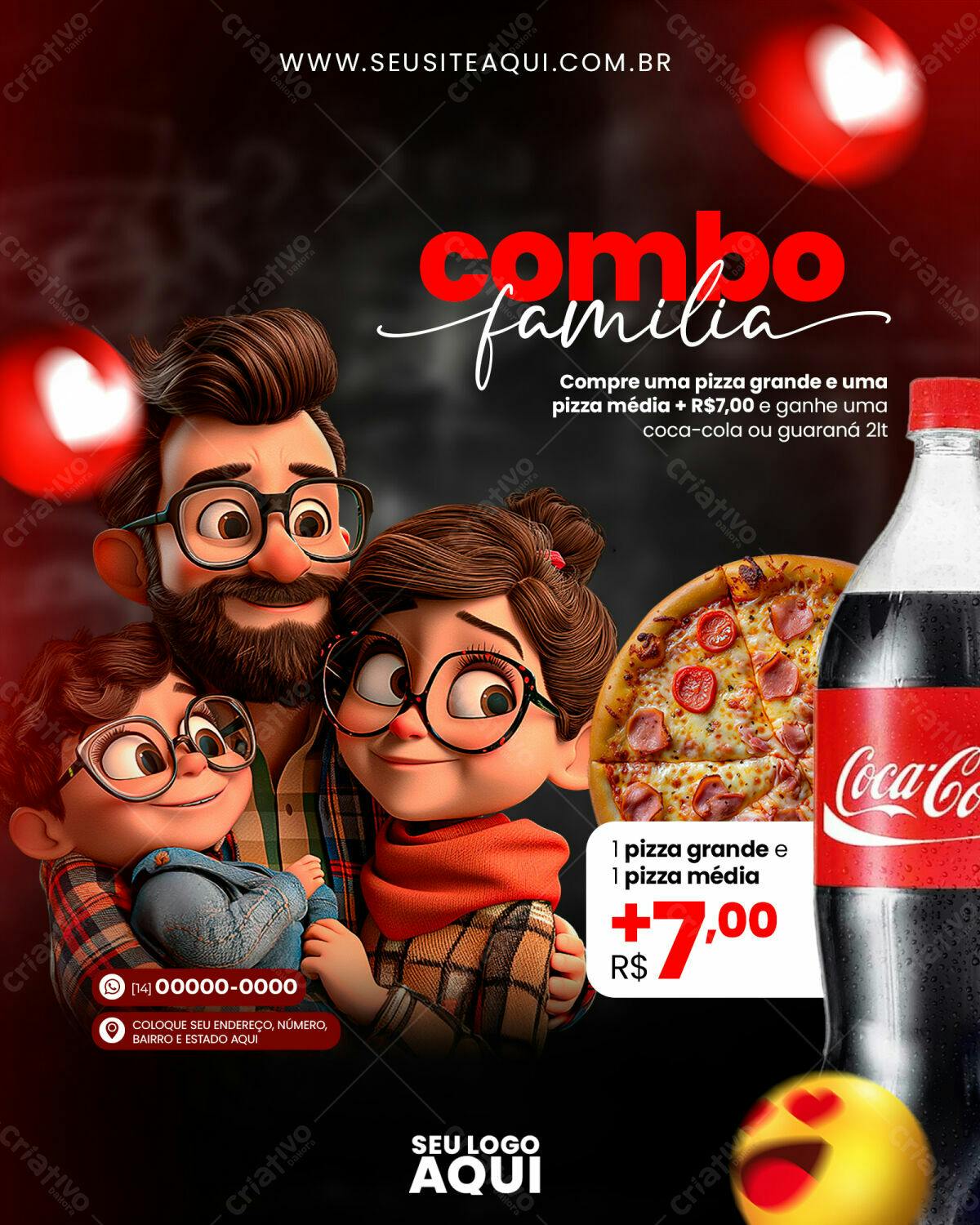 Flyer Combo Família Pizza PSD Editável