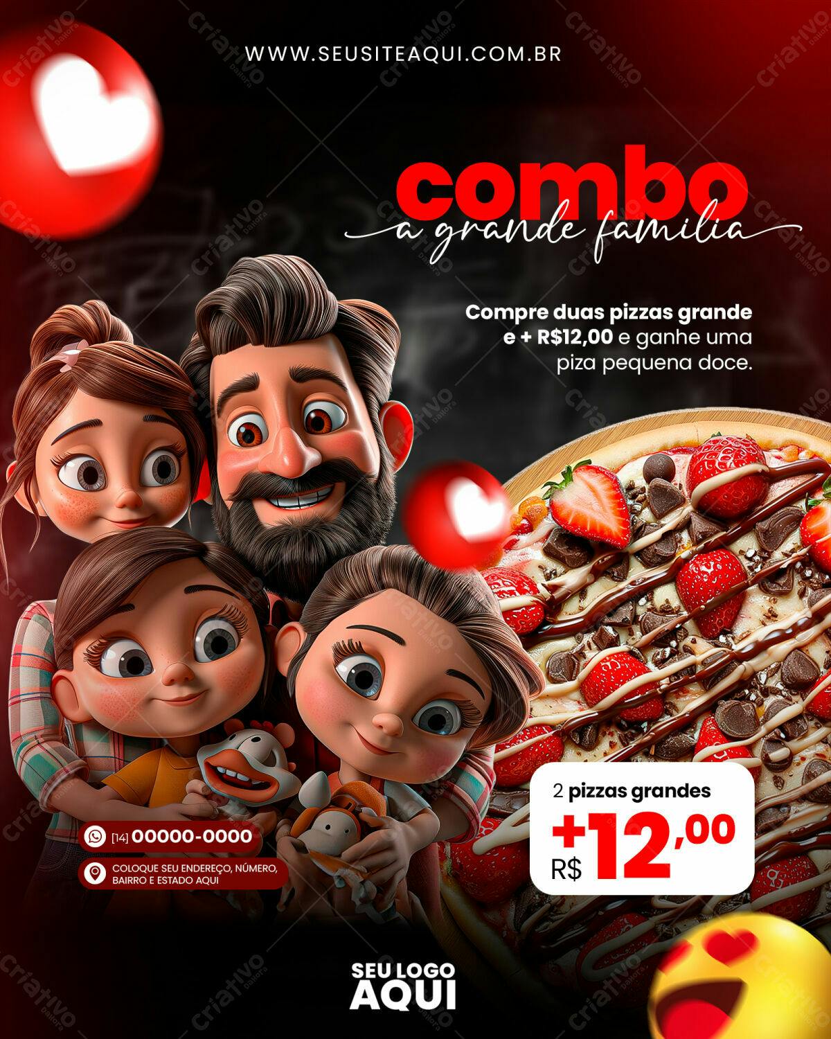 Flyer Combo Família Pizza PSD Editável