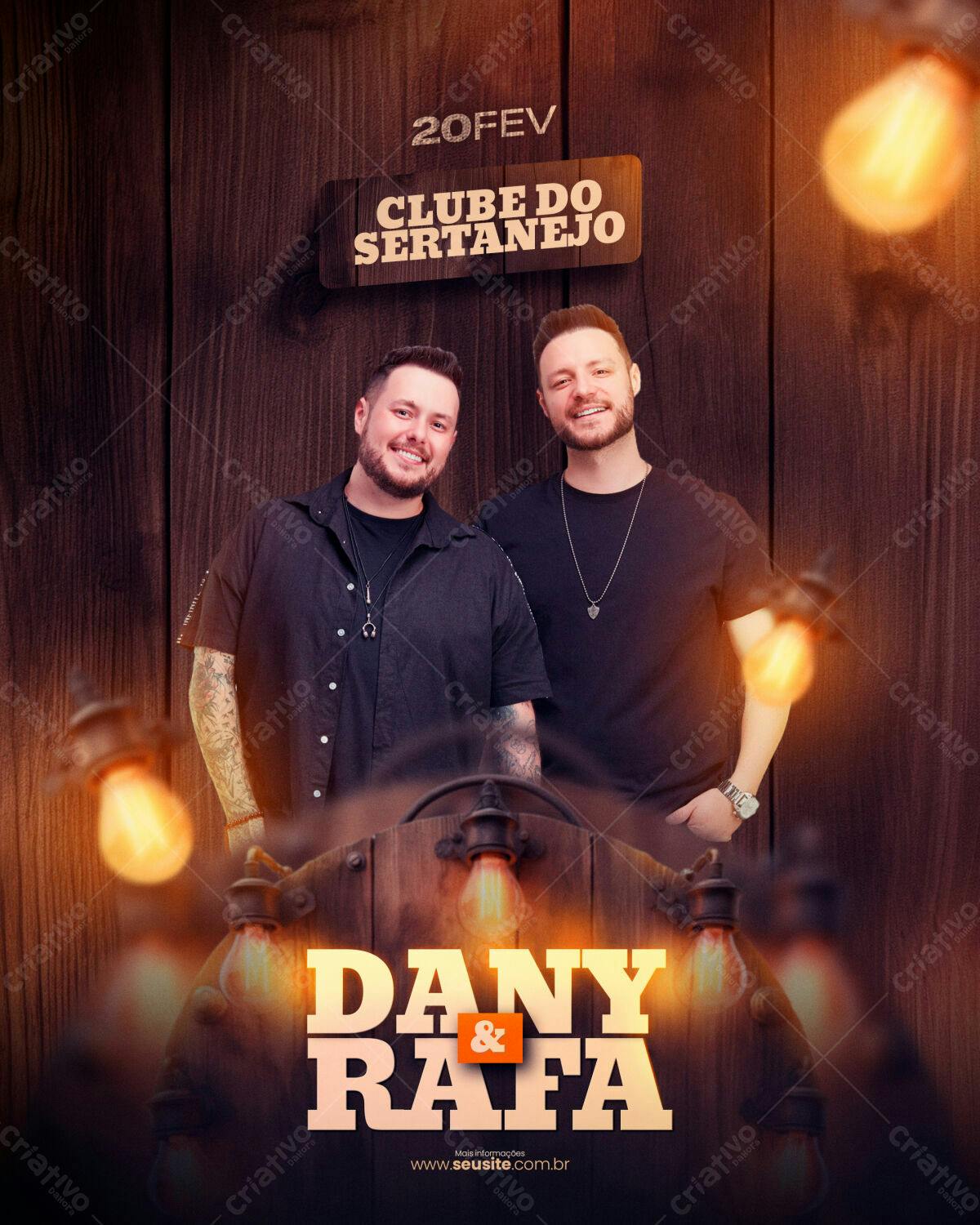 Flyer para Show DANY & RAFA - Clube do Sertanejo PSD Editável
