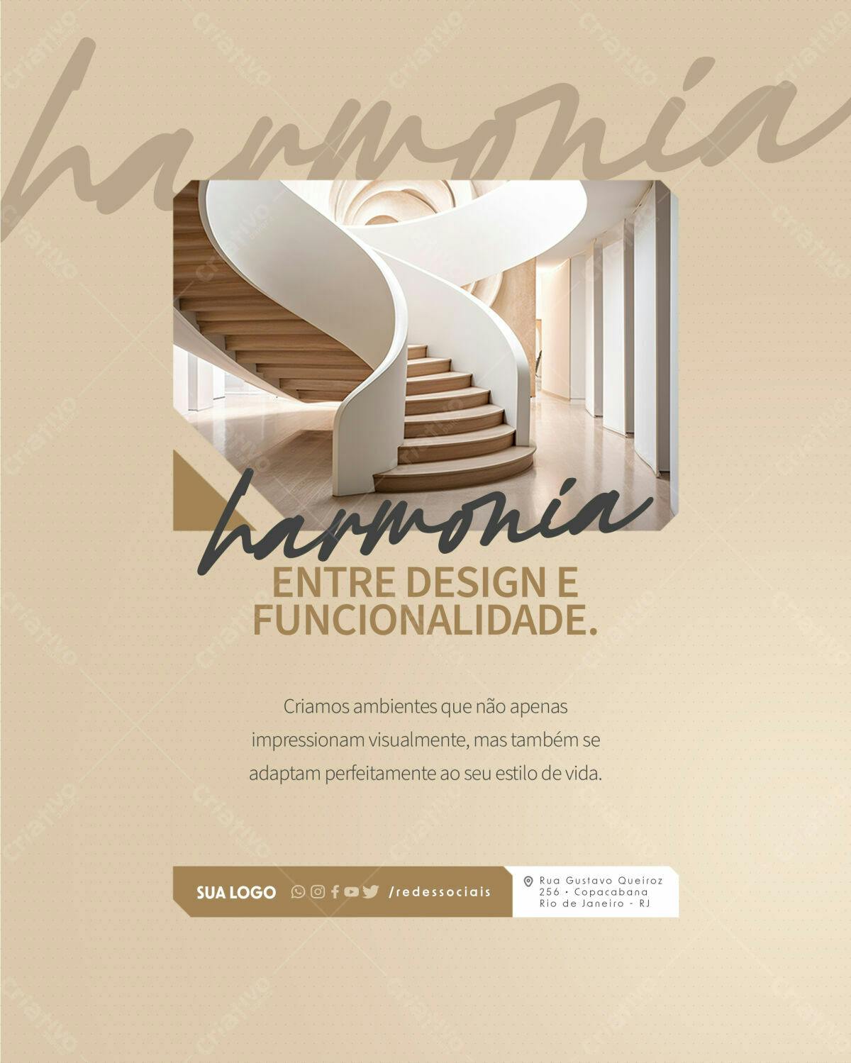 Post para Instagram Design de Interiores PSD Editável