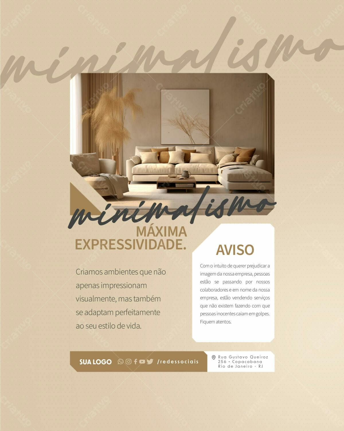 Flyer Design de Interiores Minimalista PSD Editável