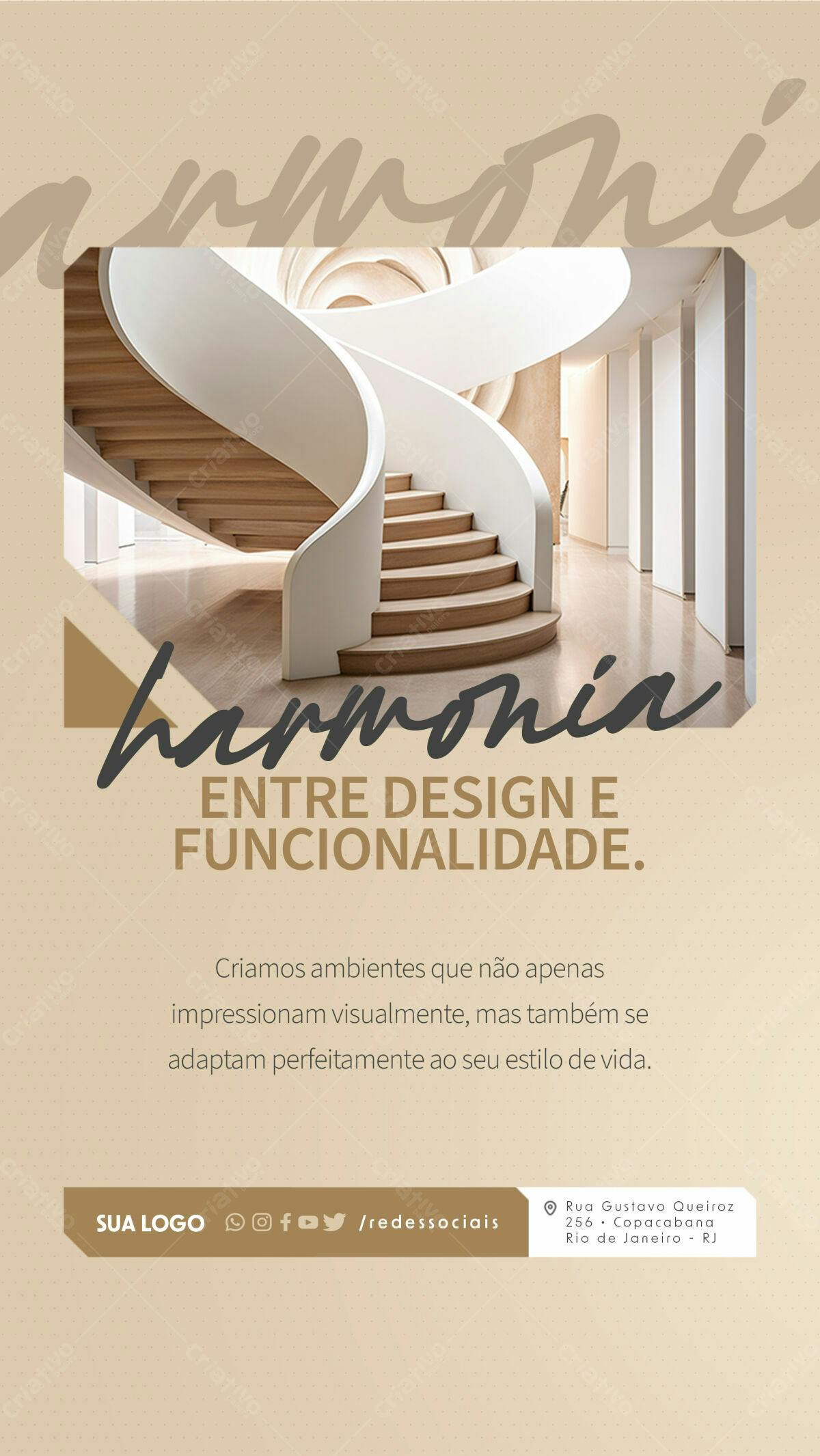 Flyer Design de Interiores com Escada PSD Editável