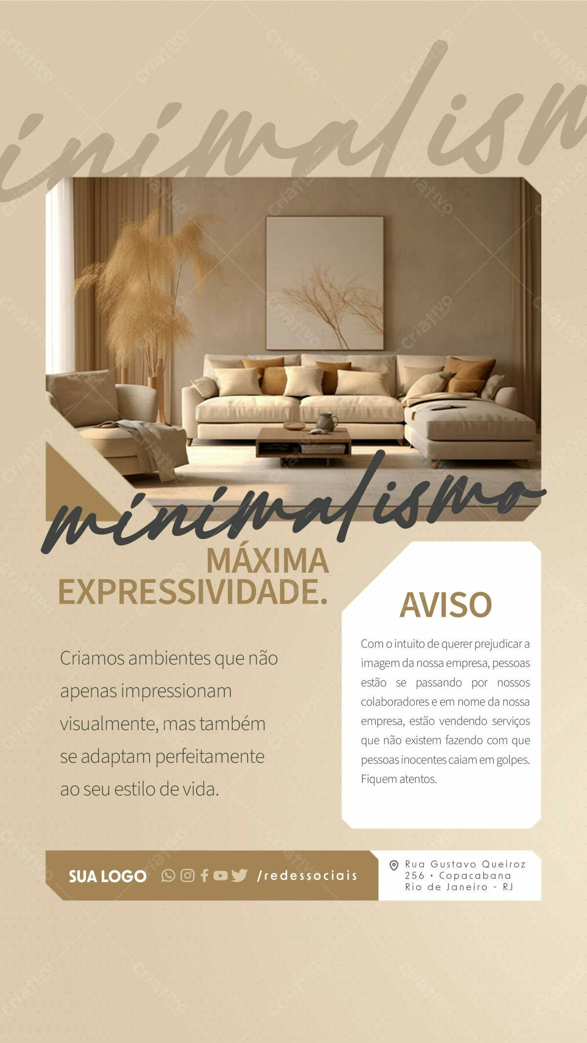 Flyer Design de Interiores Minimalista PSD Editável
