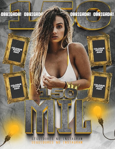 Flyer Aniversário 150 Mil Seguidores Instagram PSD Editável