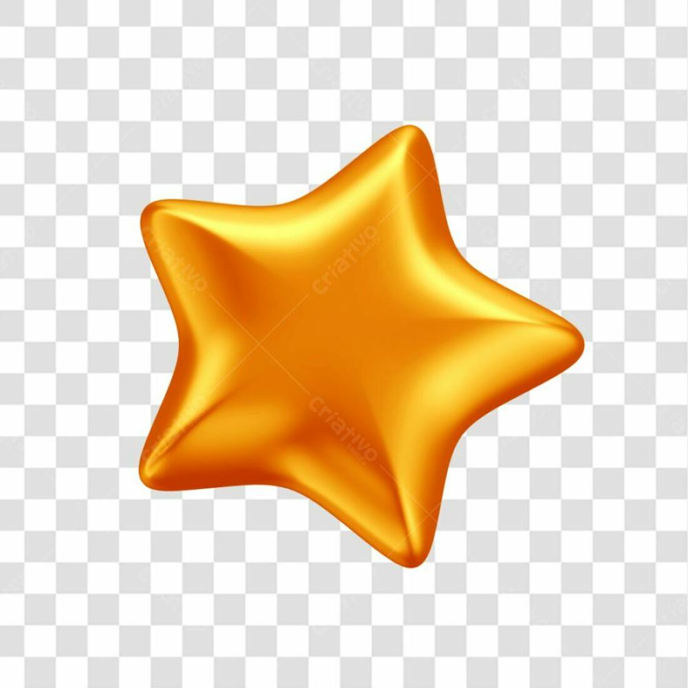 Asset 3D Confete Dourado Formato Estrela Com Fundo Transparente  (7)