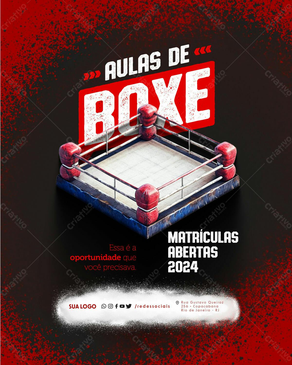 Flyer para Aulas de Boxe 2024 PSD Editável
