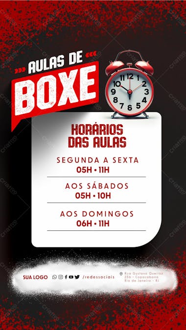 Story aulas de boxe horários de aula