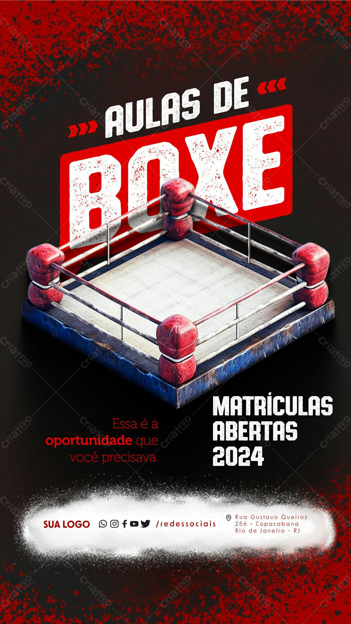 Flyer Aulas de Boxe 2024 PSD Editável