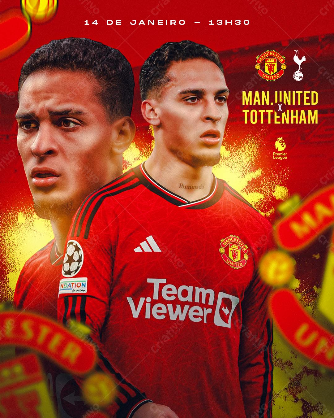 Flyer Manchester United x Tottenham PSD Editável