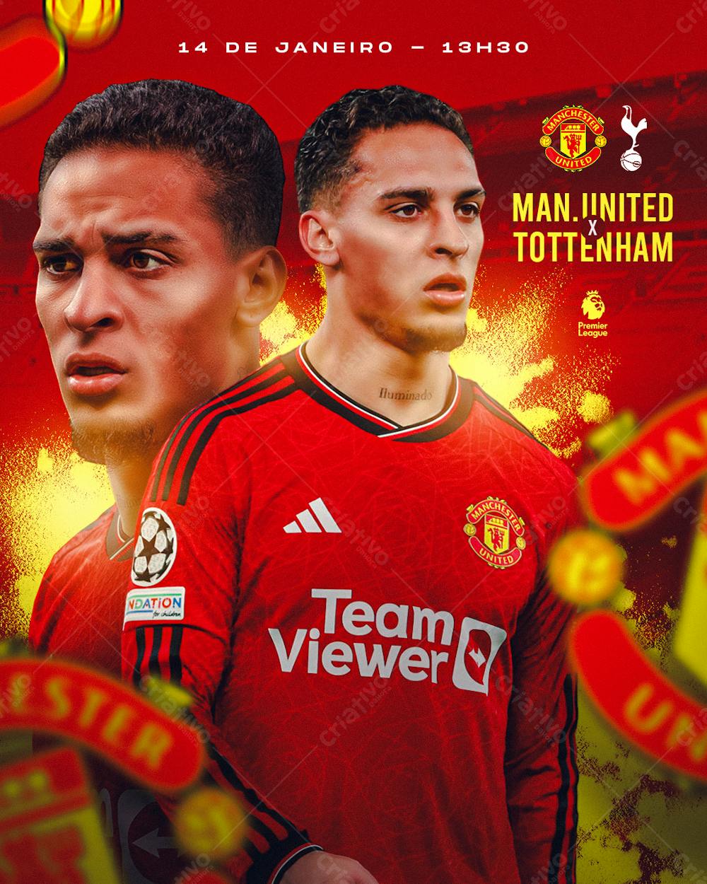 Futebol Antony Matchday Man. United X Tottenham