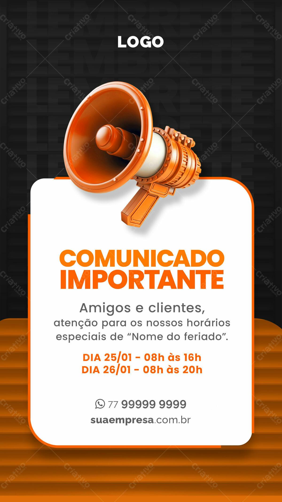 Flyer para Comunicado Importante PSD Editável