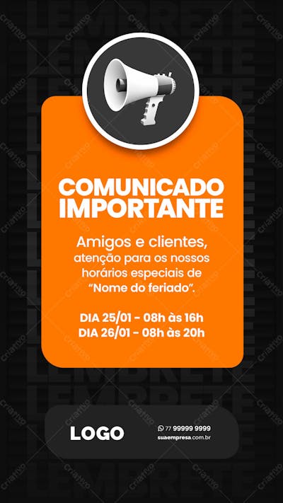 SOCIAL MEDIA PARA AVISOS E COMUNICADOS 