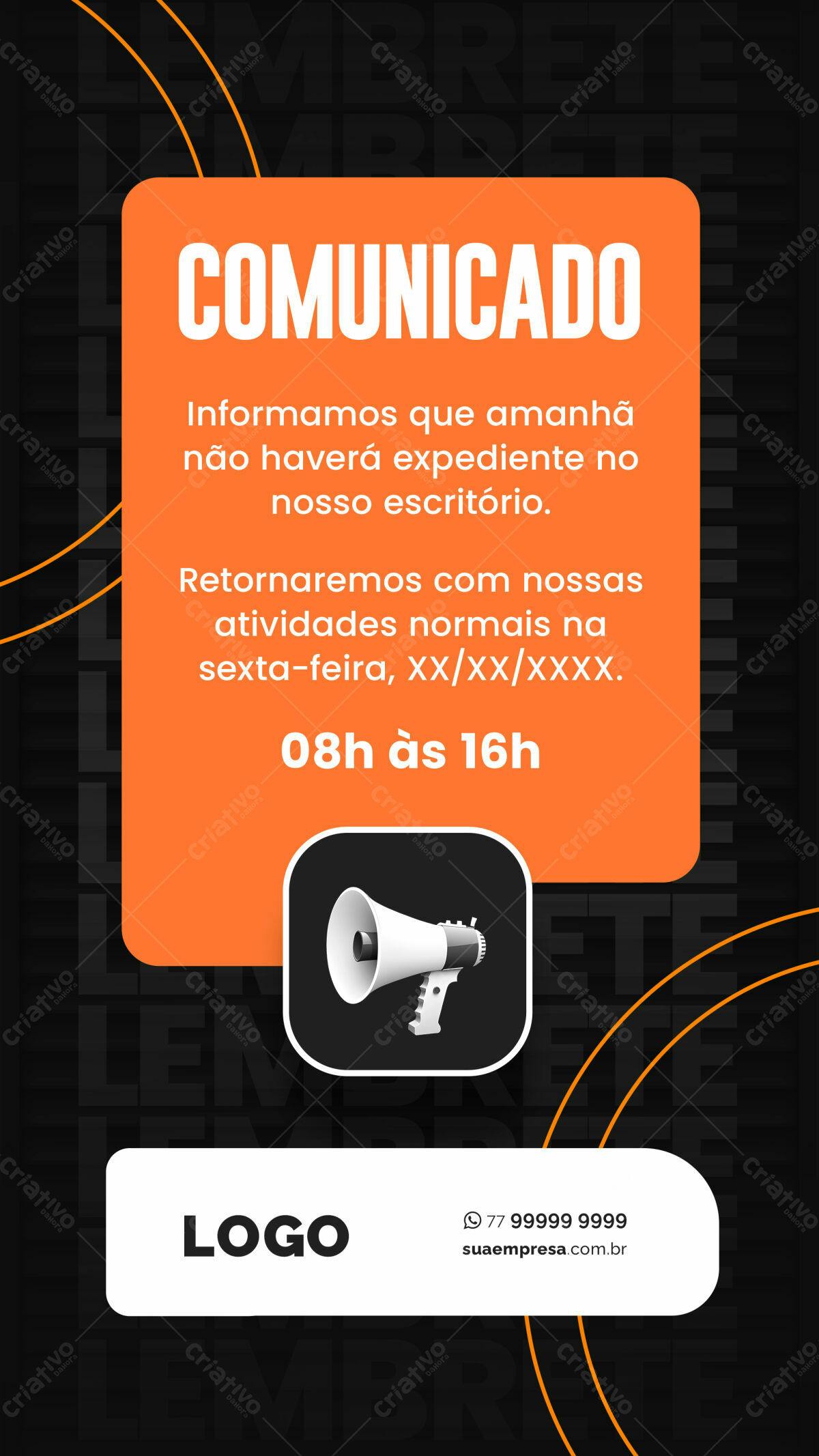 Comunicado de Encerramento de Atividades PSD Editável
