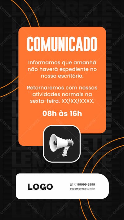 SOCIAL MEDIA PARA AVISOS E COMUNICADOS 