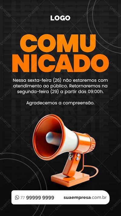 SOCIAL MEDIA PARA AVISOS E COMUNICADOS 