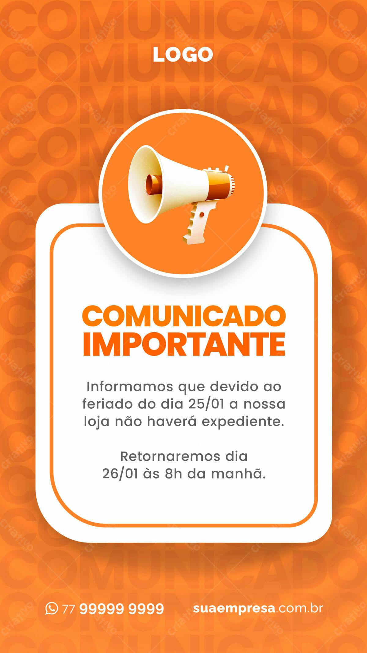 Flyer de Comunicado Importante PSD Editável